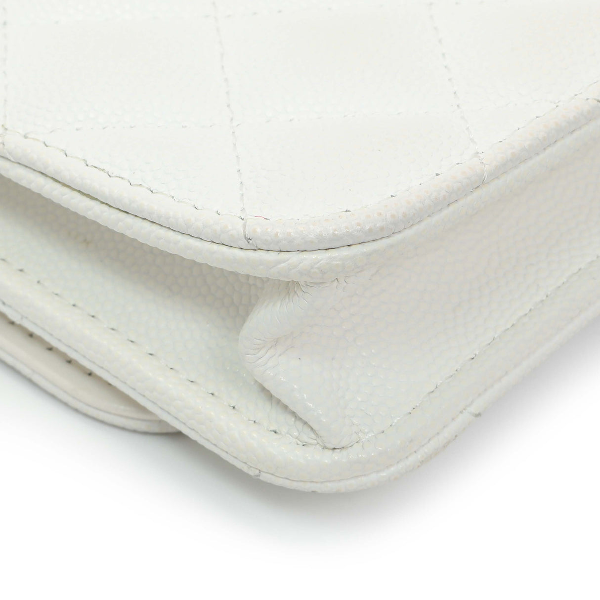 Chanel White Caviar Quilted Flap Phone Holder With Chain Handbags Chanel