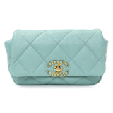 Chanel Teal Goatskin Quilted Chanel 19 Waist Bag Handbags Chanel