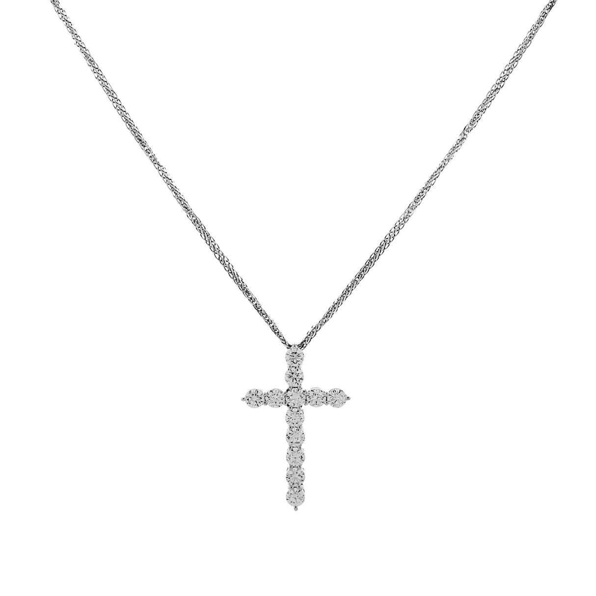 18K White Gold 1.80 Carat Diamond Cross Pendant