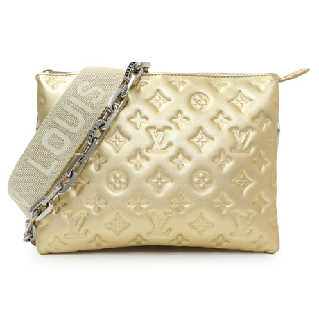 Louis Vuitton Gold Lambskin Embossed Monogram Coussin PM Handbags Louis Vuitton