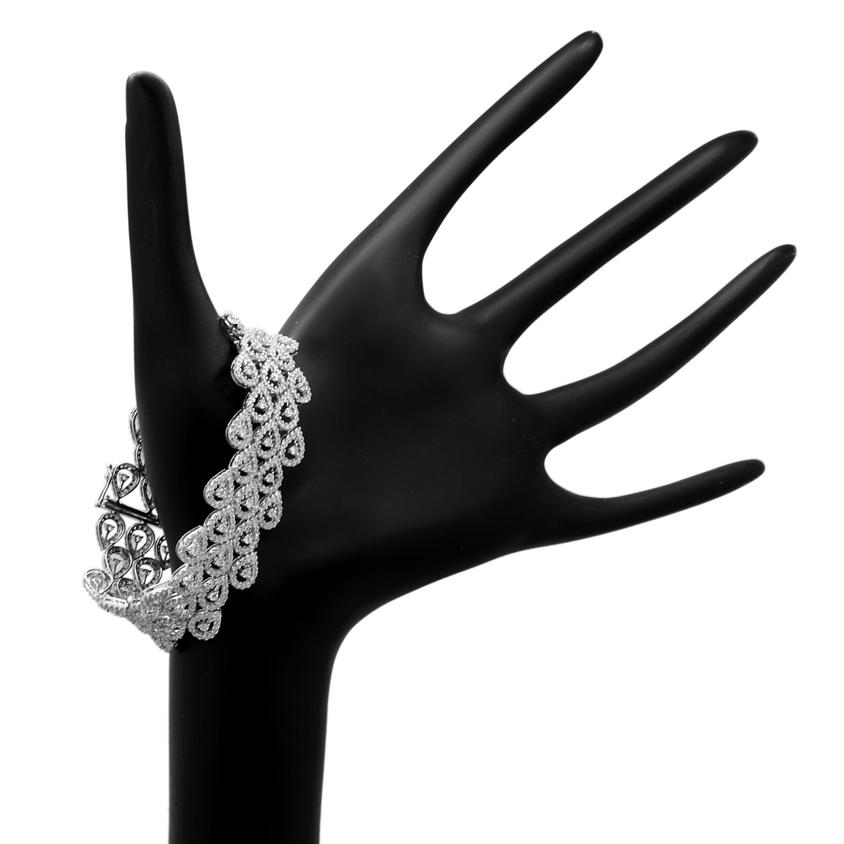 18K White Gold 6.98 Carat Pear Cluster Diamond Bracelet