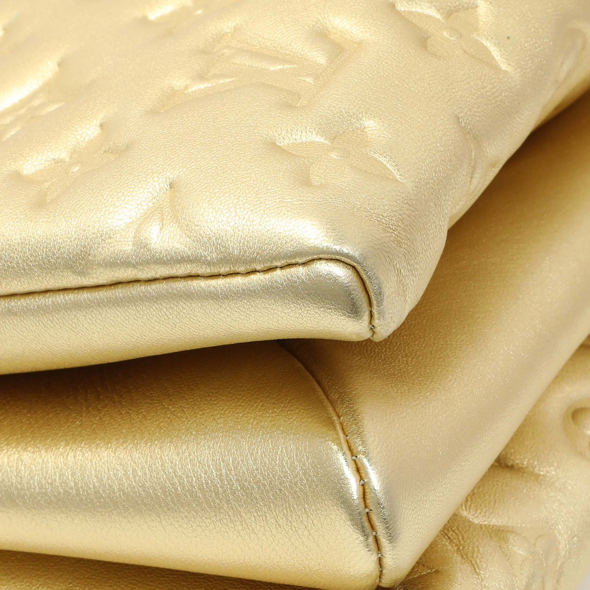 Louis Vuitton Gold Lambskin Embossed Monogram Coussin PM Handbags Louis Vuitton