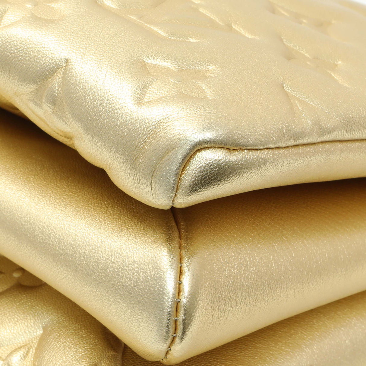 Louis Vuitton Gold Lambskin Embossed Monogram Coussin PM Handbags Louis Vuitton