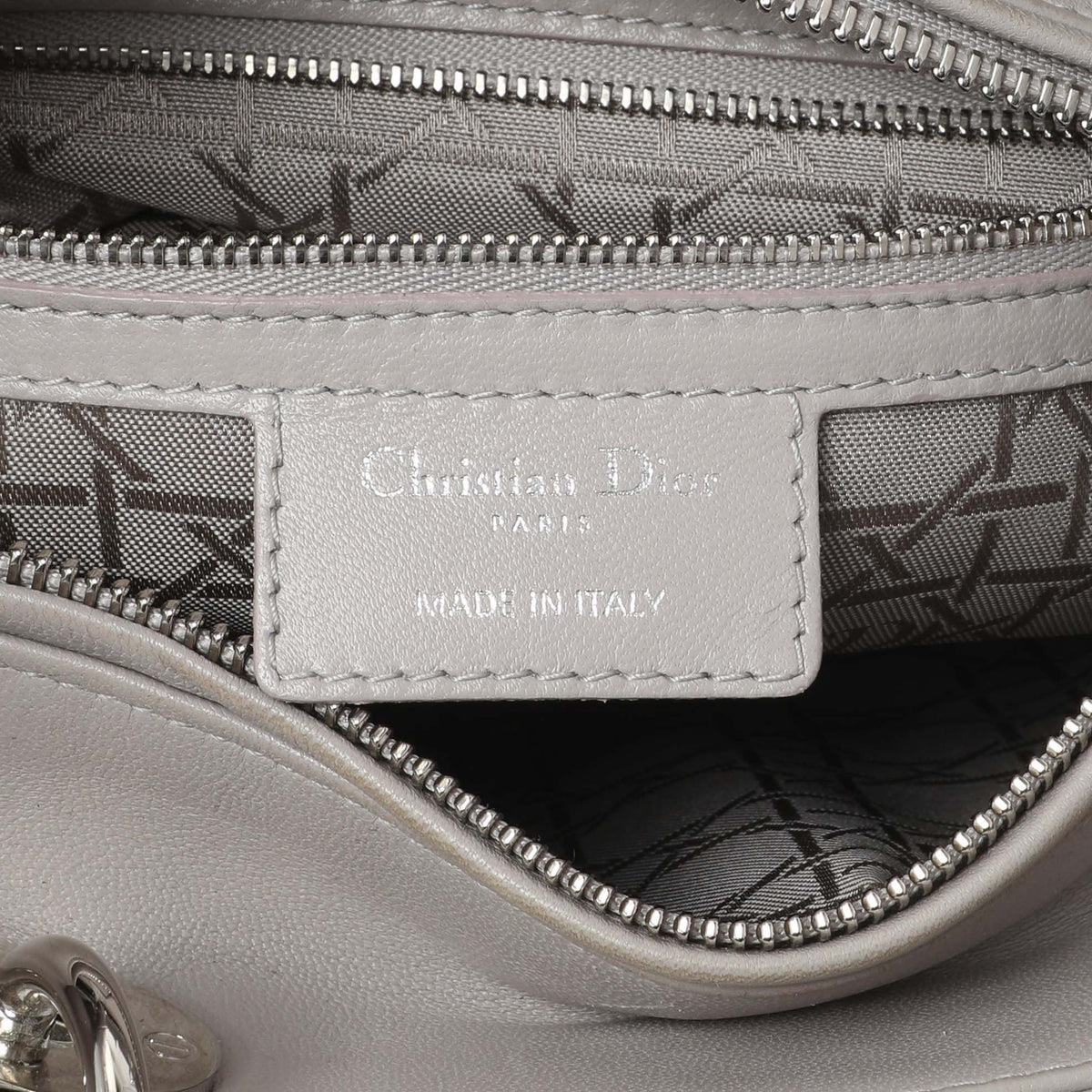 Christian Dior Grey Lambskin Cannage Medium Lady Dior Handbags Christian Dior