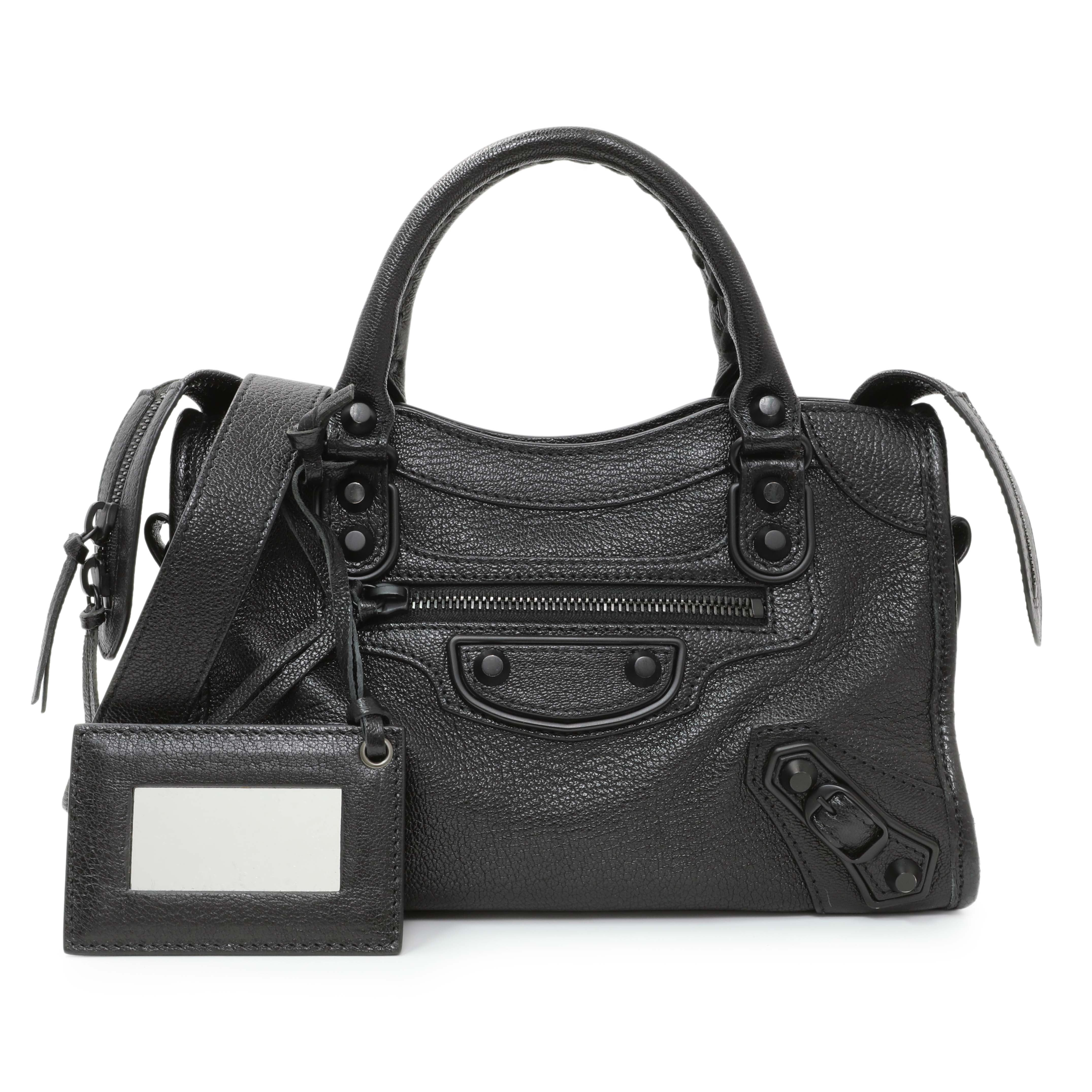 Balenciaga Black Chevre Metallic Edge Mini City – Modaselle