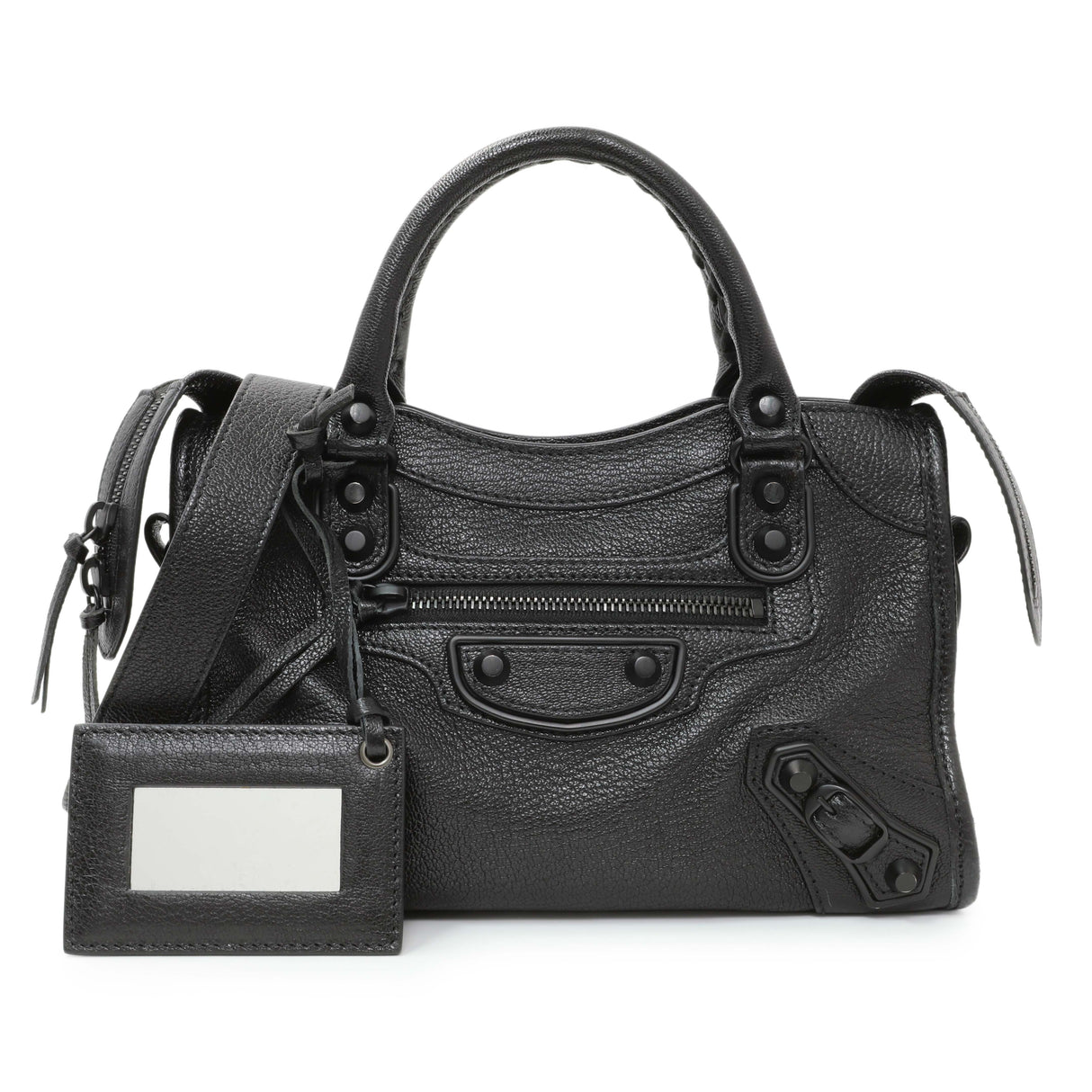 Balenciaga Black Chevre Metallic Edge Mini City