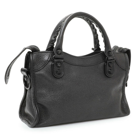 Balenciaga Black Chevre Metallic Edge Mini City