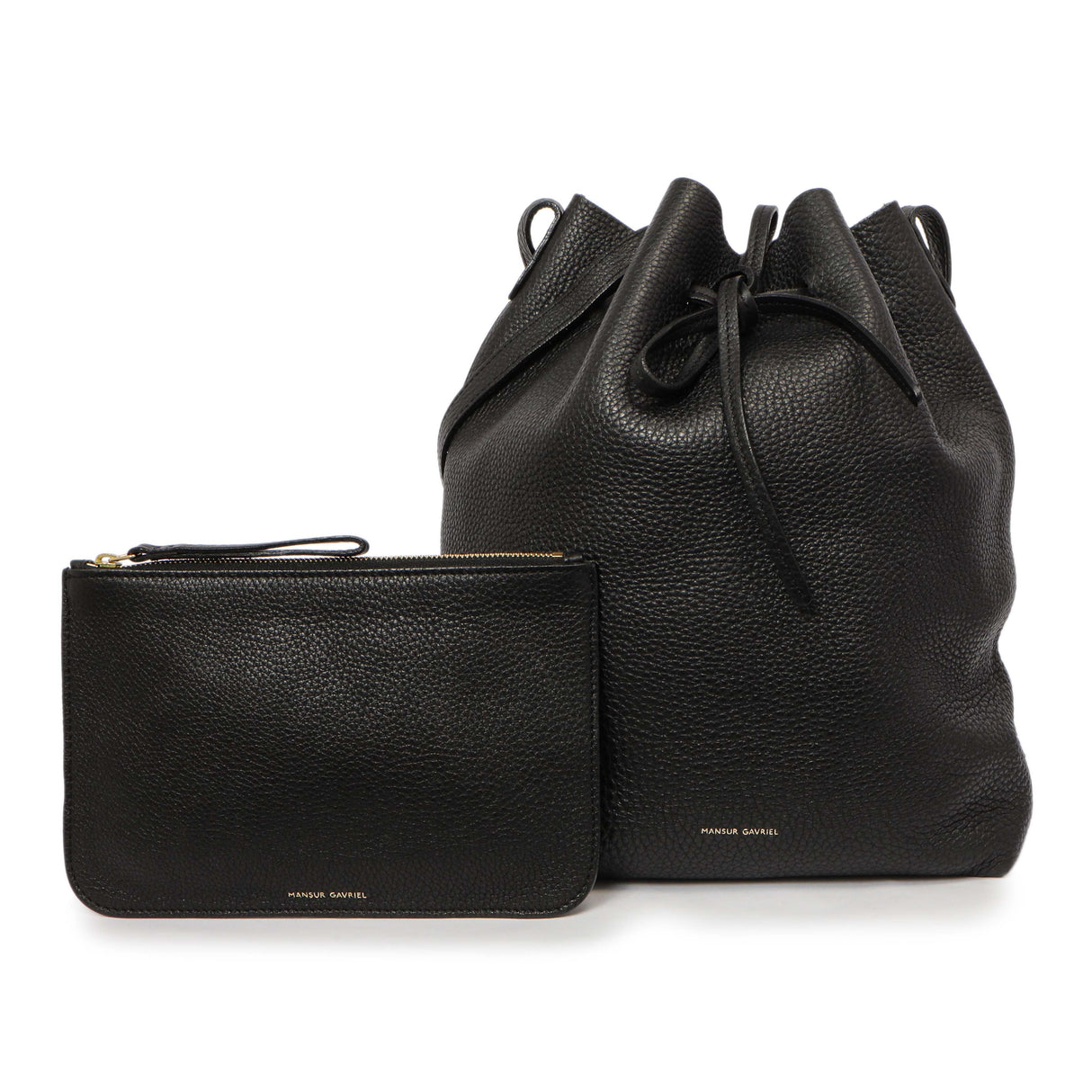 Mansur Gavriel Black Tumbled Calfskin Bucket Bag