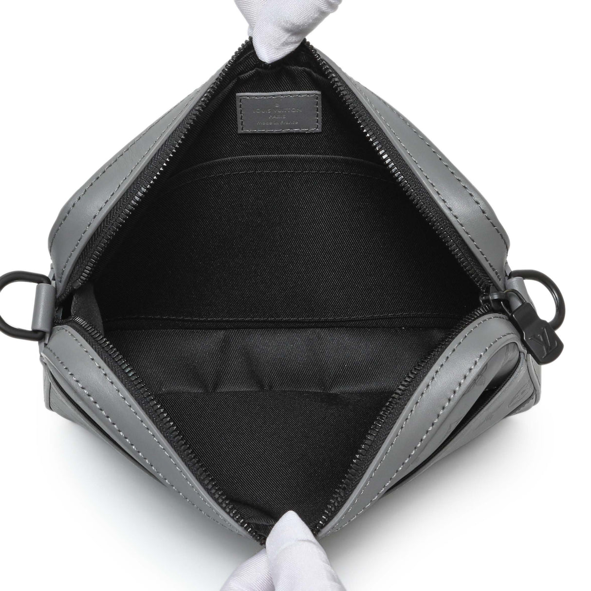 Louis Vuitton Grey Calfskin Monogram Shadow Duo Messenger Handbags Louis Vuitton