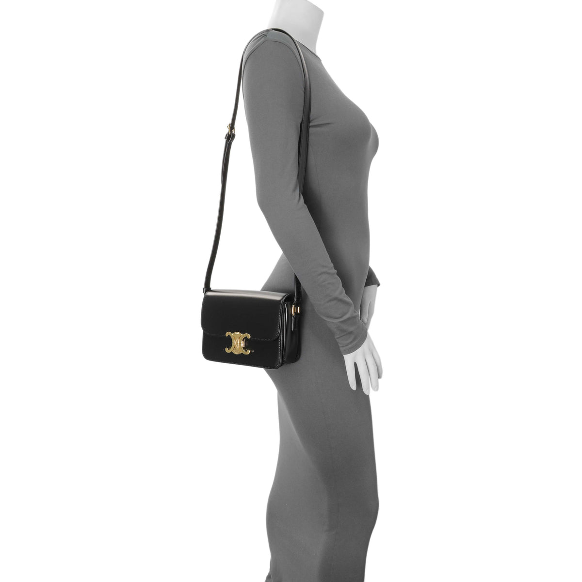 Celine Black Shiny Calfskin Teen Triomphe Handbags Celine