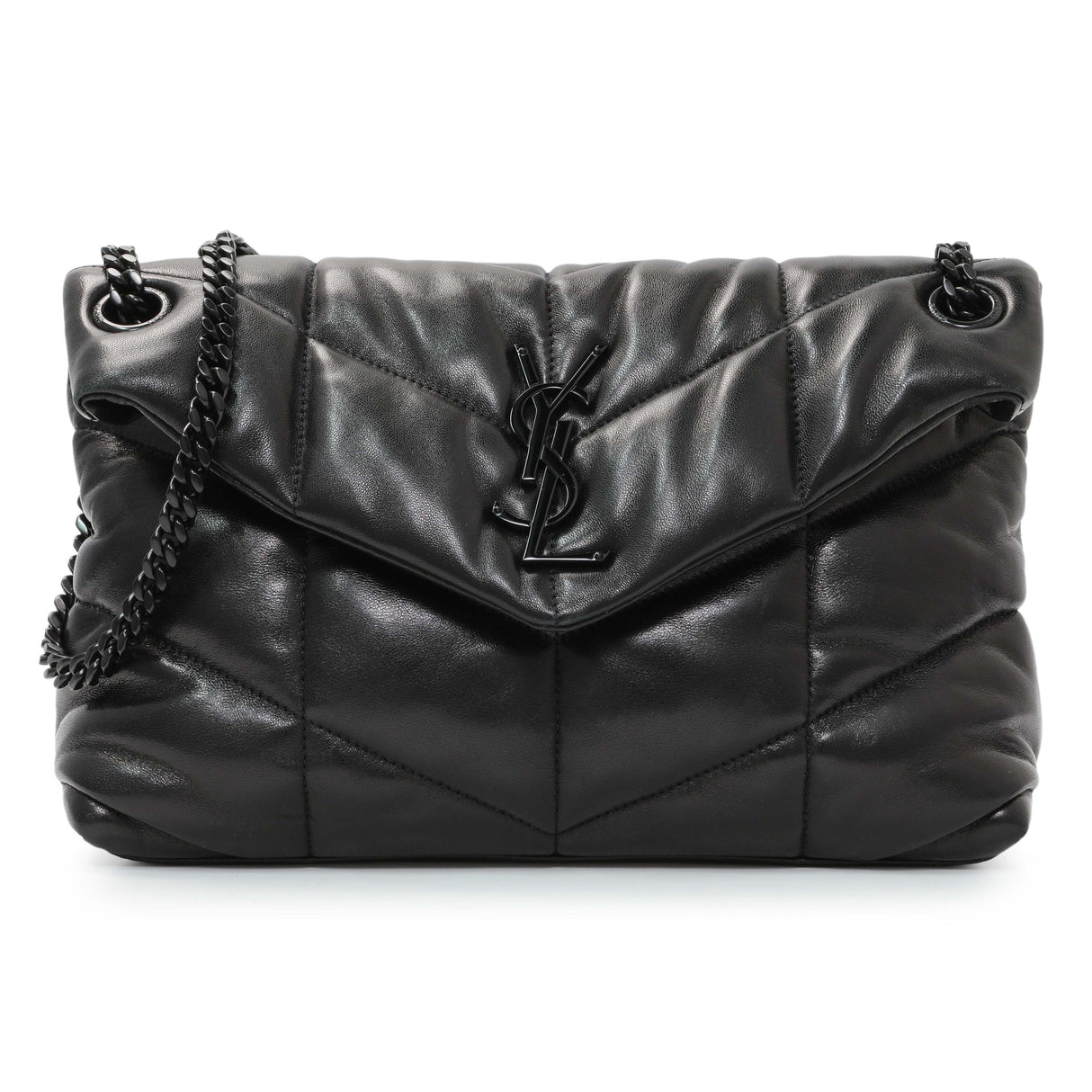 Saint Laurent  Black Lambskin Small Loulou Puffer