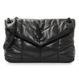 Saint Laurent  Black Lambskin Small Loulou Puffer
