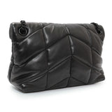 Saint Laurent  Black Lambskin Small Loulou Puffer