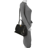 Fendi Black Vitello Seta Medium Peekaboo Iconic Satchel