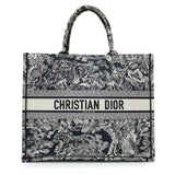 Christian Dior Canvas Embroidered Dioriviera Reverse Striped Toile De Jouy Large Book Tote Handbags Christian Dior