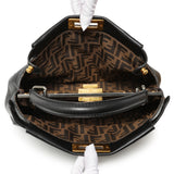 Fendi Black Vitello Seta Medium Peekaboo Iconic Satchel