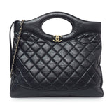 Chanel Navy Quilted Aged Calfskin Large 31 Shopping Tote