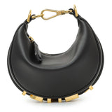 Fendi Black Vitello Grace Nano Fendigraphy Hobo Charm Handbags Fendi