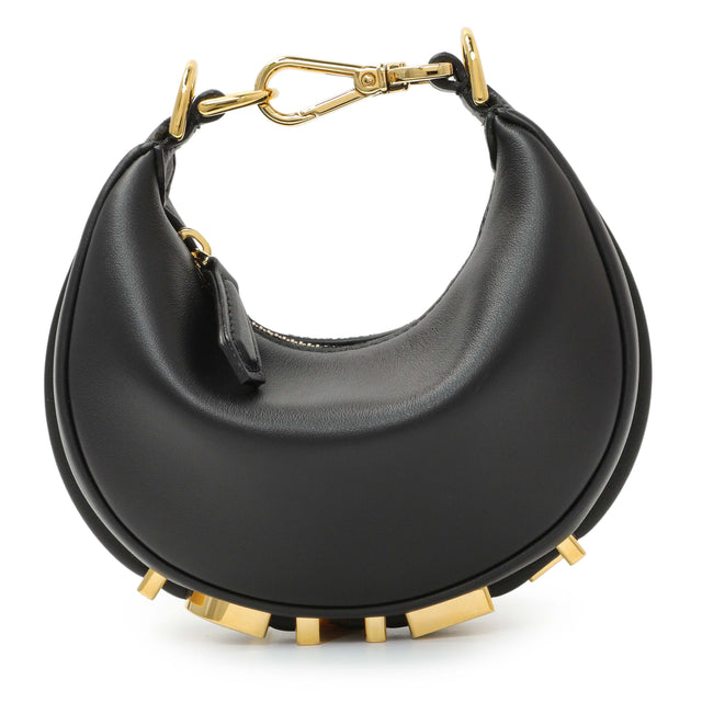 Fendi Black Vitello Grace Nano Fendigraphy Hobo Charm Handbags Fendi