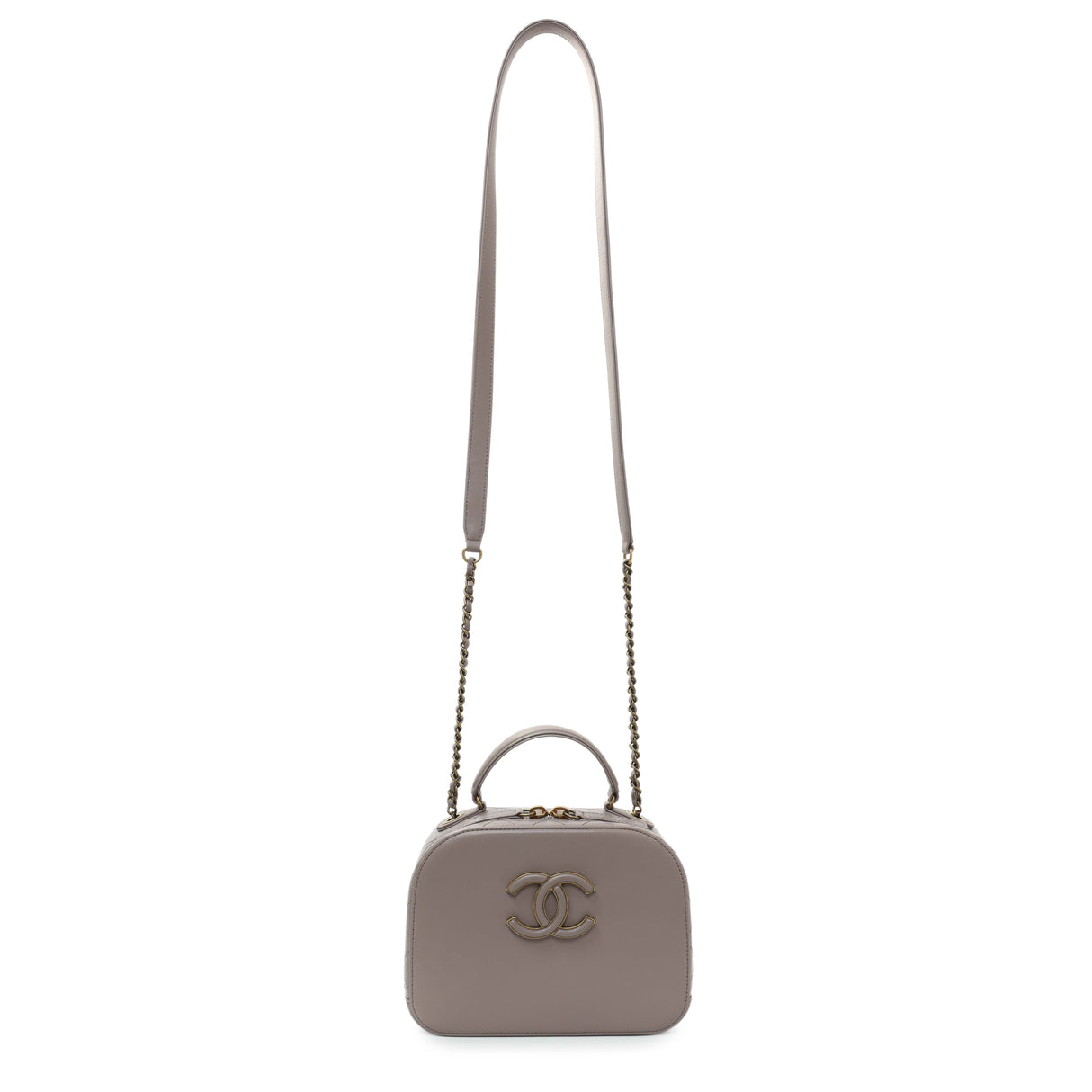Chanel Taupe Calfskin Coco Curve Vanity Case Handbags Chanel