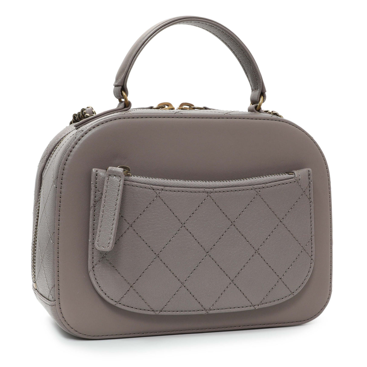 Chanel Taupe Calfskin Coco Curve Vanity Case Handbags Chanel