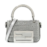 Fendi Grey Nubuck Crystal Nano Baguette Charm Handbags Fendi