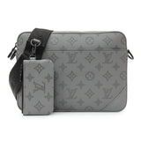 Louis Vuitton Grey Calfskin Monogram Shadow Duo Messenger Handbags Louis Vuitton