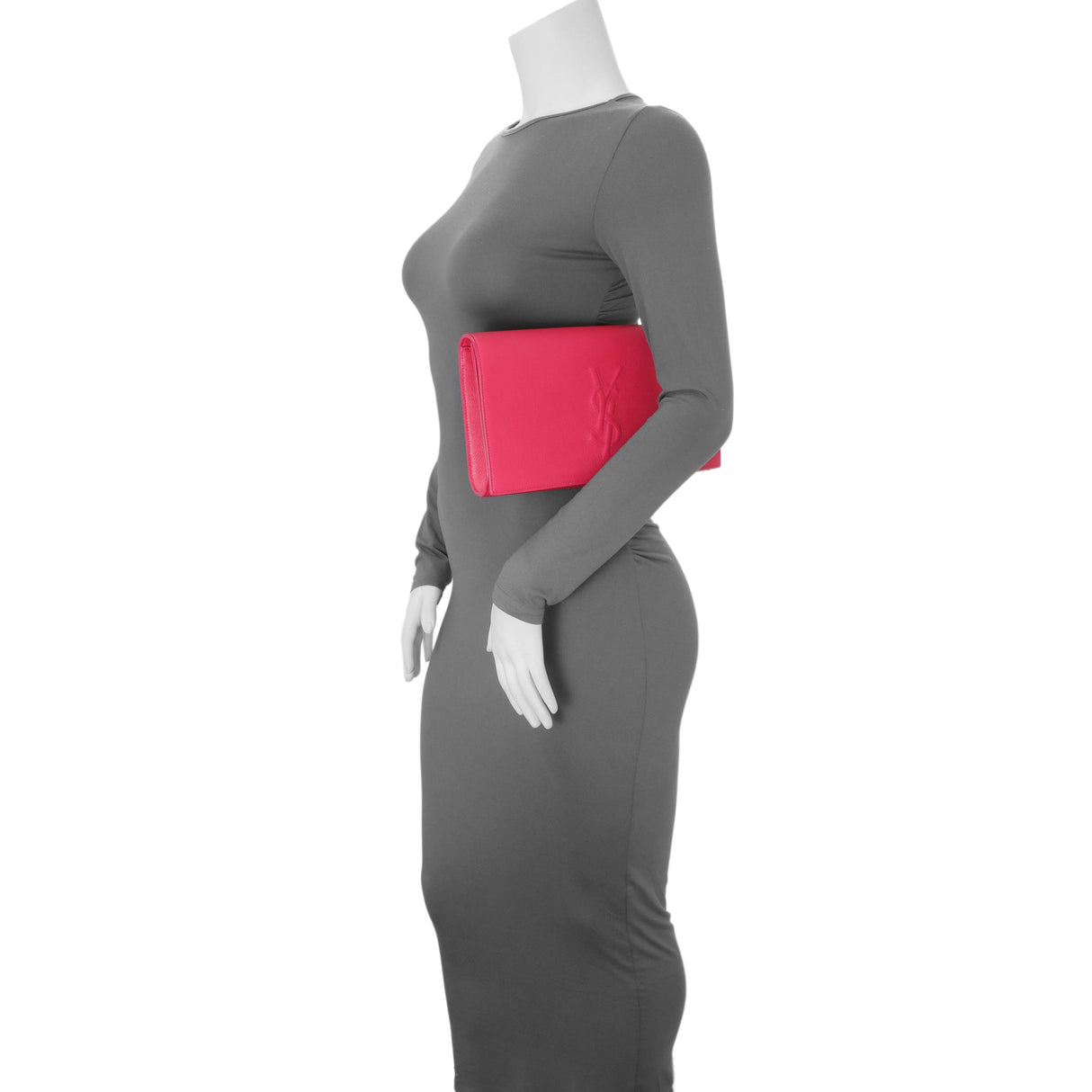 Saint Laurent Lipstick Fuchsia Calfskin Monogram Large Belle De Jour Clutch Handbags Saint Laurent