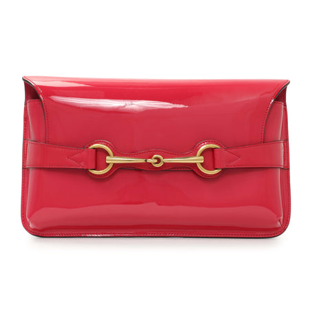 Gucci Pink Patent Large Bright Bit Clutch Handbags Gucci