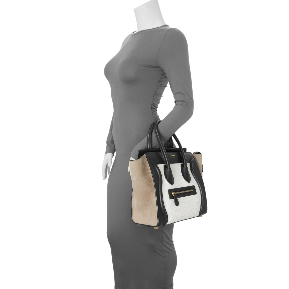 Celine Tricolor Calfskin Suede Micro Luggage Tote Handbags Celine