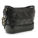 Chanel Shiny Black Aged Quilted Calfskin Small Gabrielle Hobo Handbags Chanel