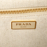 Prada Beige Wicker Linen Medium Tote