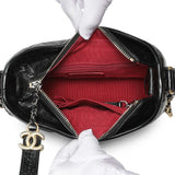 Chanel Shiny Black Aged Quilted Calfskin Small Gabrielle Hobo Handbags Chanel