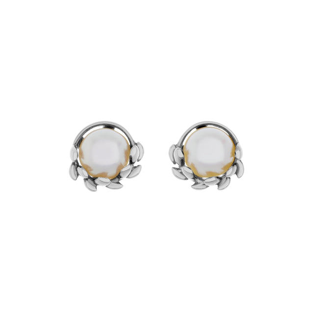 Tiffany & Co. Sterling Silver Pearl Paloma Picasso Olive Leaf Stud Earrings Designer Jewellery Tiffany and Co