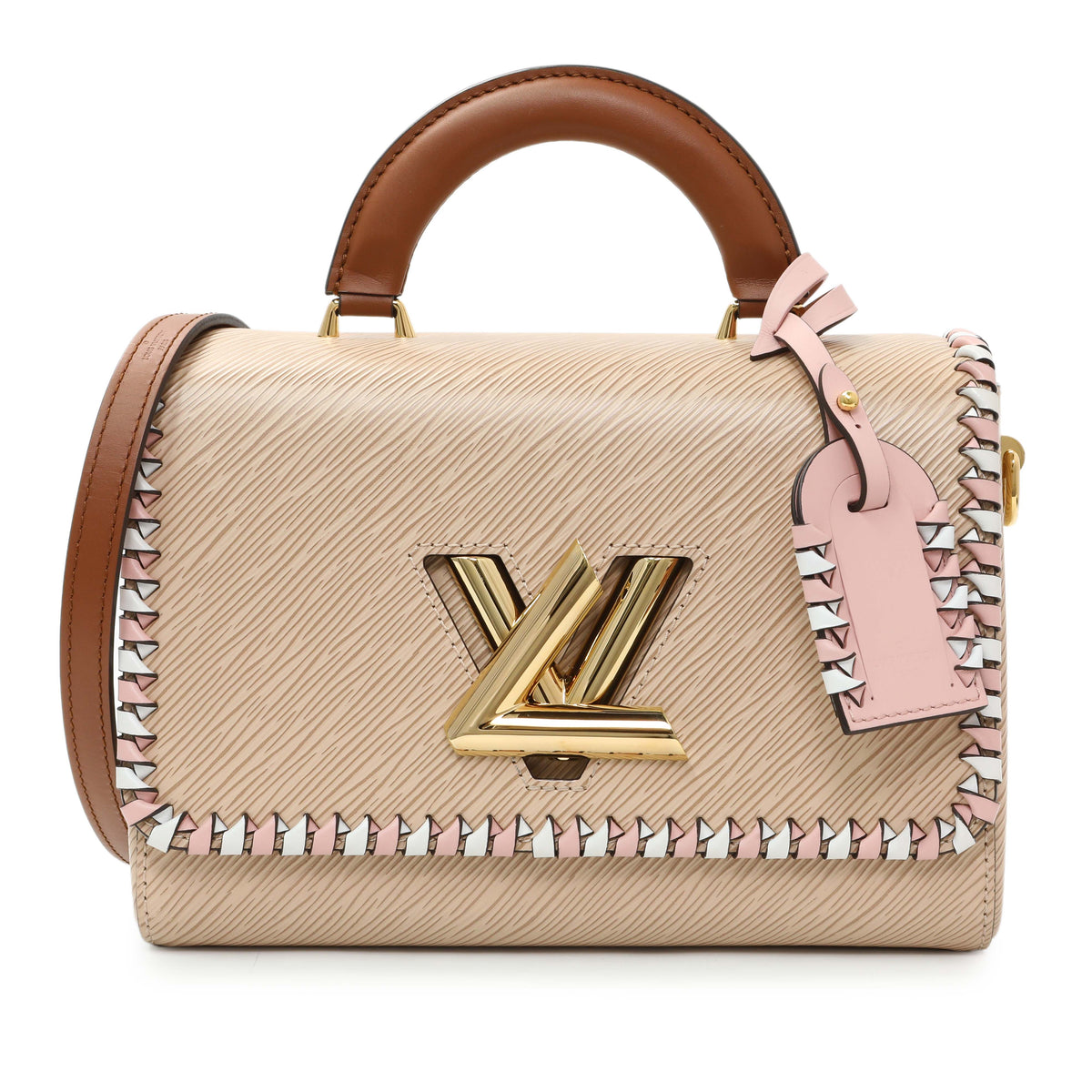 Louis Vuitton Beige Brown Epi Leather Braided Twist MM Top Handle Bag Handbags Louis Vuitton