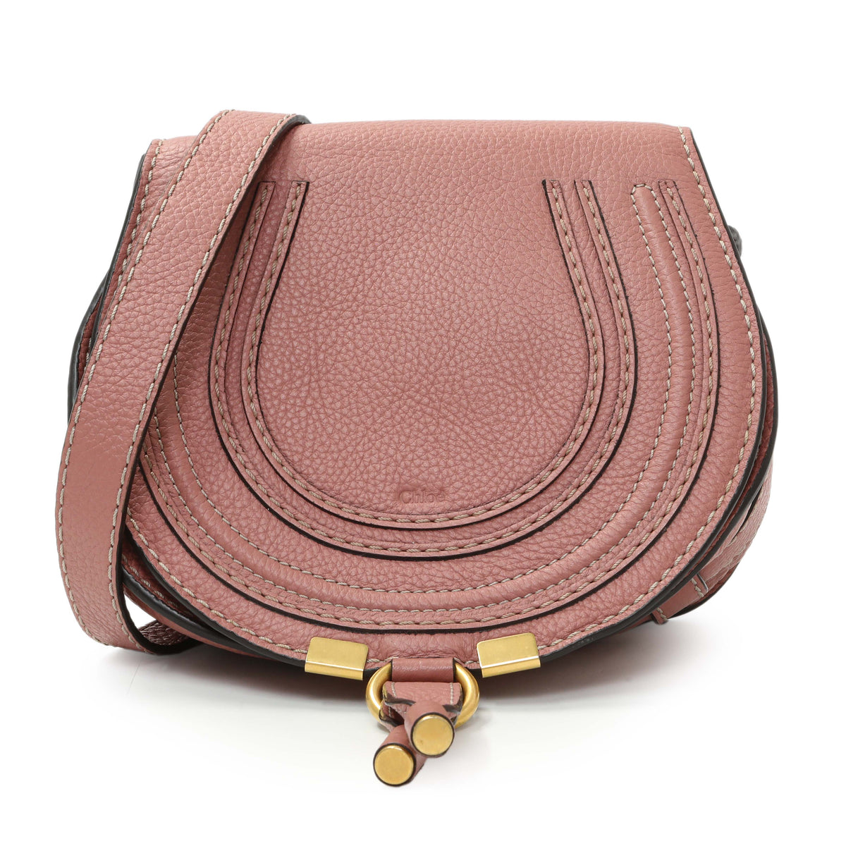 Chloe Pink Calfskin Mini Marcie Round Crossbody Handbags Chloe