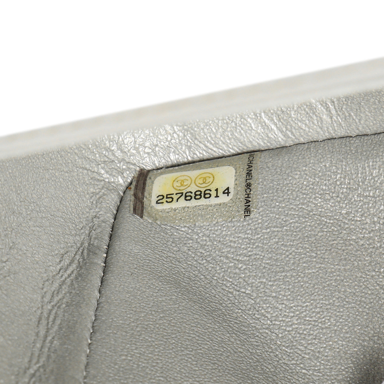 Chanel Silver Metallic Patent Crumpled Calfskin Chevron