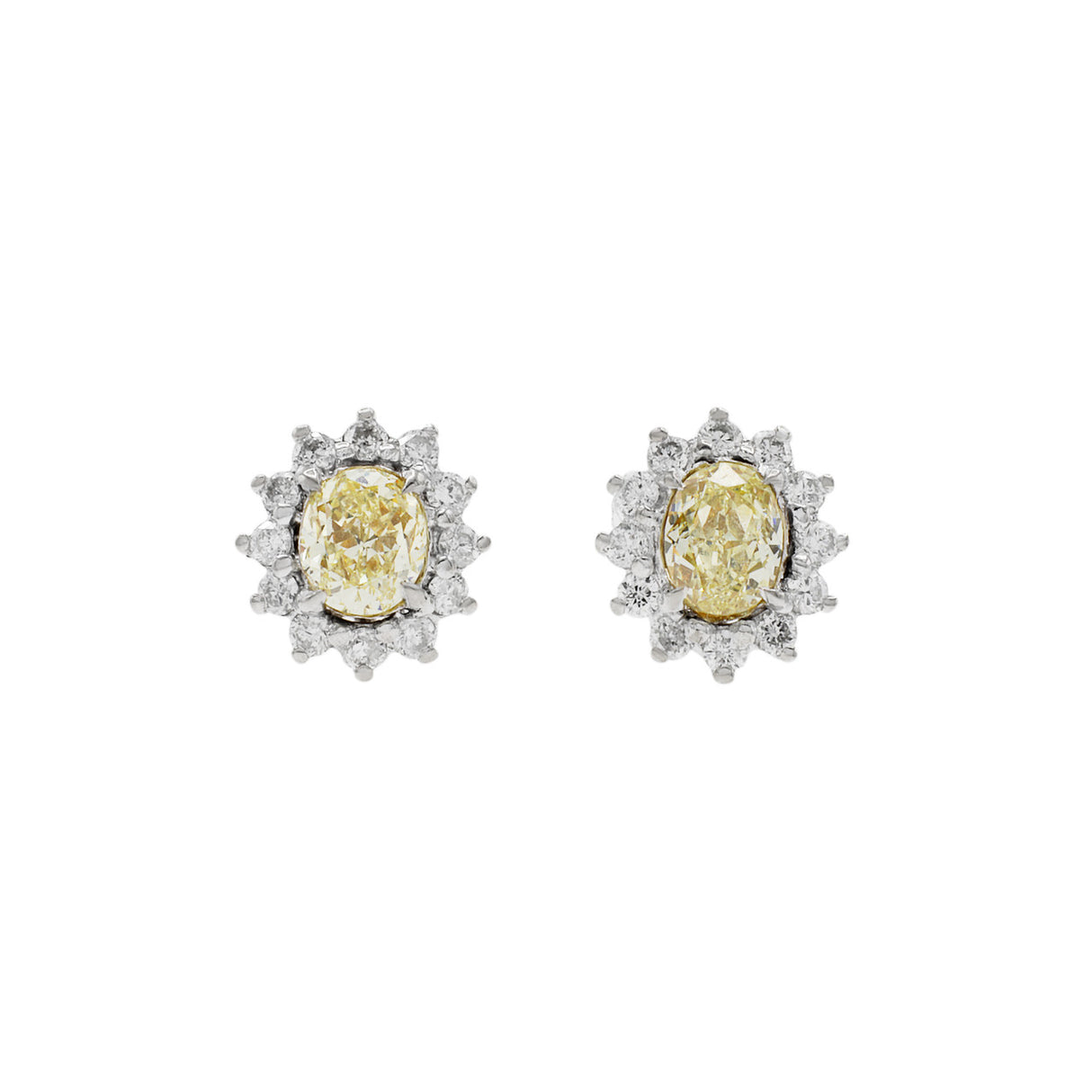 18K White Gold 0.58 Carat Fancy Yellow Diamond Earrings