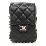 Chanel Black Quilted Lambskin My Precious Phone Case Flap Bag Handbags Chanel