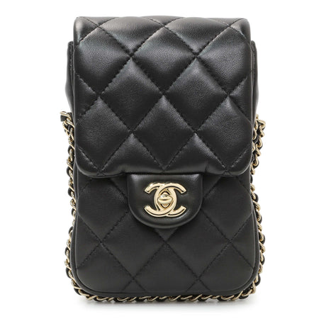 Chanel Black Quilted Lambskin My Precious Phone Case Flap Bag Handbags Chanel