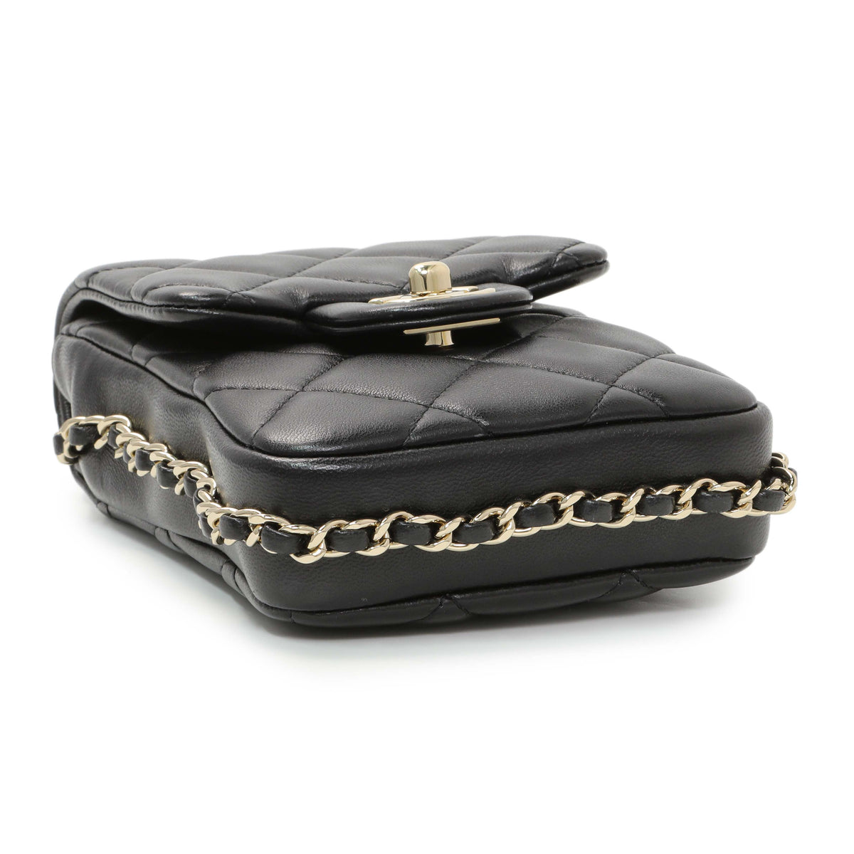 Chanel Black Quilted Lambskin My Precious Phone Case Flap Bag Handbags Chanel