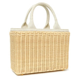 Prada Beige Wicker Linen Medium Tote