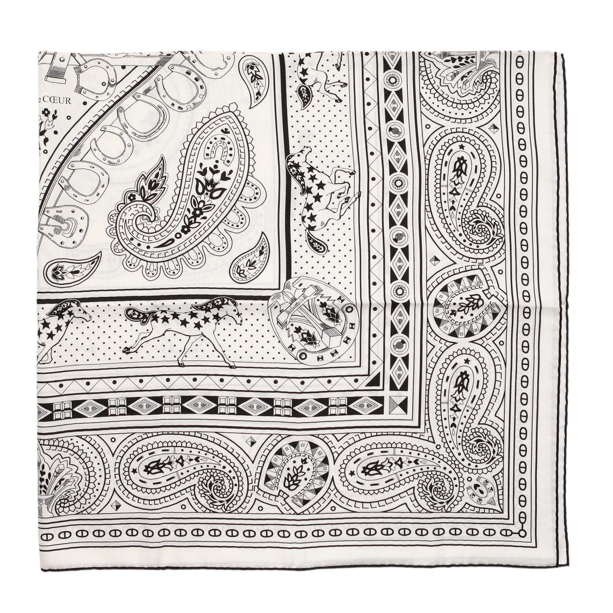 Hermes Cashmere Silk Cheval de Coeur Bandana Shawl 140 Accessories Hermes