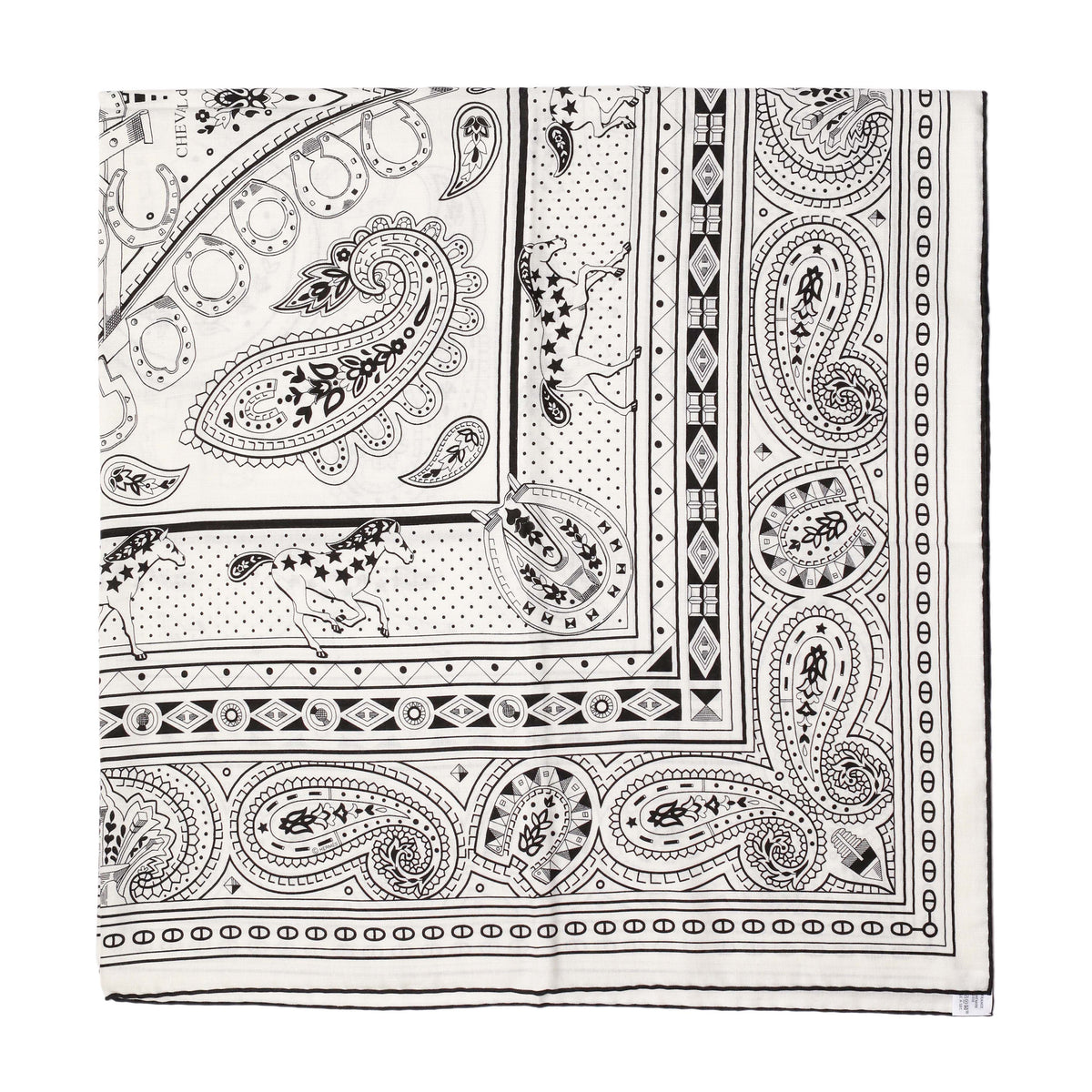 Hermes Cashmere Silk Cheval de Coeur Bandana Shawl 140 Accessories Hermes