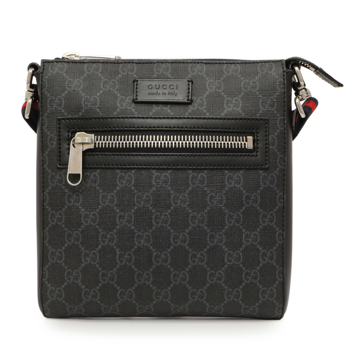 Gucci GG Supreme Monogram Web Small Flat Messenger Bag