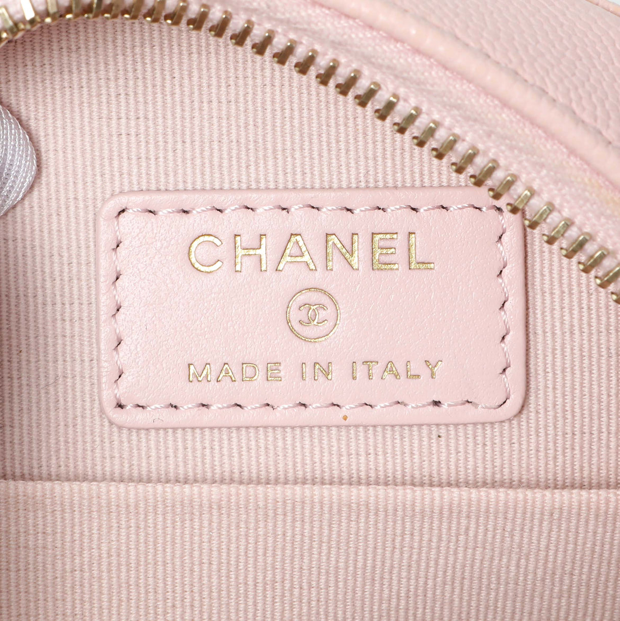 Chanel Pink Quilted Caviar Round Clutch with Chain Handbags Chanel