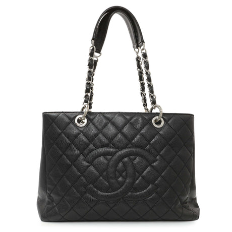 Chanel Black Quilted Caviar Grand Shopping Tote GST Handbags Chanel