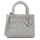 Christian Dior Grey Lambskin Cannage Medium Lady Dior Handbags Christian Dior