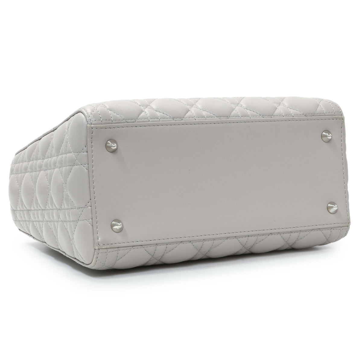 Christian Dior Grey Lambskin Cannage Medium Lady Dior Handbags Christian Dior