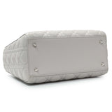 Christian Dior Grey Lambskin Cannage Medium Lady Dior Handbags Christian Dior
